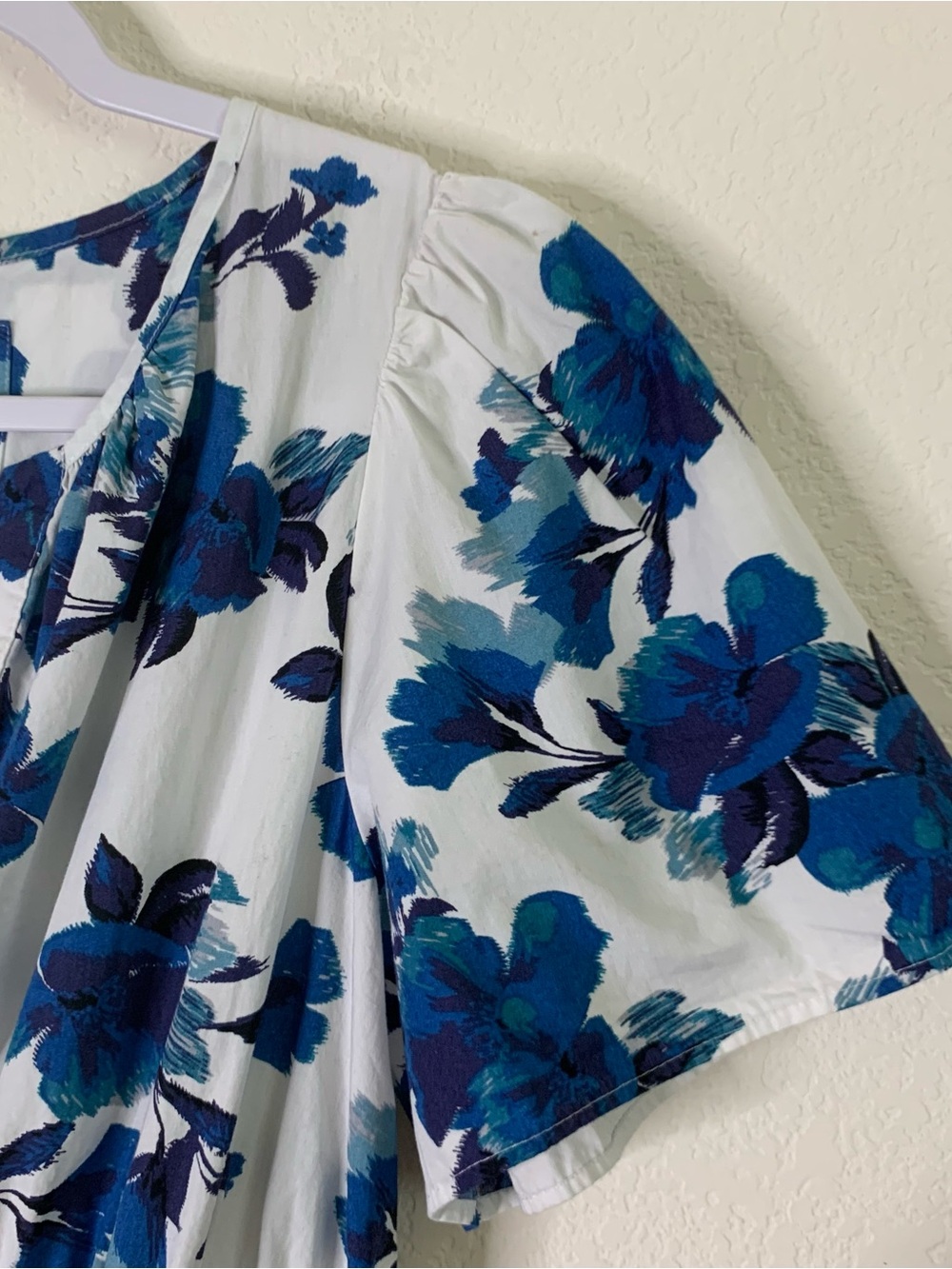 Anthropologie The Somerset Blue Floral Cotton Mini Dress Size Large - Picture 5 of 11